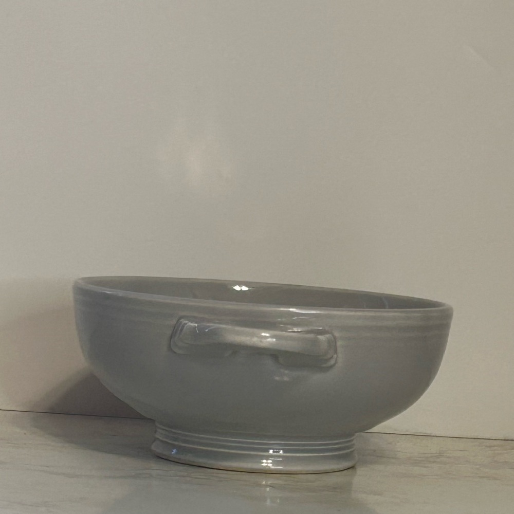 Vintage Fiesta Grey Double Handled Cream Soup Bowl 50’s - Picture 3 of 15